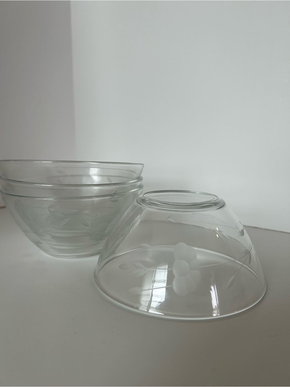 Princess House classic design. Etched Glass Bowls - Clear
